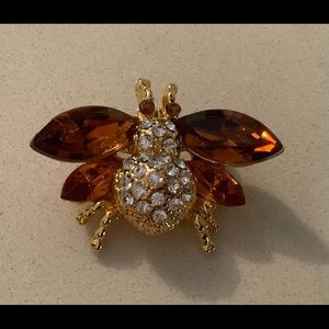 3D gold plated bee crystal body amber wings n eyes